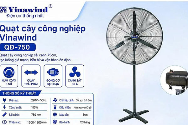 Quạt đứng công nghiệp QĐ-750 Vinawind 2 Quạt đứng công nghiệp QĐ-750
