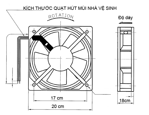 Quạt Hút Mùi Nhà Vệ Sinh 20x20: Hướng dẫn lắp đặt cho phòng tắm nhỏ 2 kich thuoc quat hut mui nha ve sinh 3